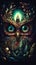 Discover a giant mystical owl spirit created by AI generative technology, very detailed, with many intricate patterns