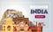 DIscover India travel banner. Trip to India design concept. India travel illustration. Travel promo banner. Vector India