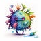 Discover mysterious world of viruses and how they infect our bodies. cute children creature, AI generation