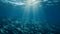 Discover the Tranquility of the Serene Underwater Sea in Blue Sunlight, Generative AI