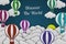 Discover The World Travel And Adventure Concept - Realistic Colorful Stitched Felt Illustration With Clouds And Hot Air Balloons