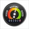 Discover your 2024 success gauge with a modern 3D speedometer icon. Measure progress, balance, and wellbeing. Vector
