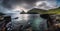 Discovering the Boundless Beauty of Faroe Islands\\\' Bay through a Panoramic View. Generative AI