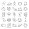 The discovery and exploration of space line icons set