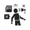Discredit black glyph icon. Humiliation, insulting a person concept. Sign for web page, mobile app, button, logo