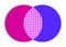 Discrete mathematics glyph color icon. Overlapping circles. Crossroads. Venn diagram.