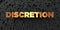 Discretion - Gold text on black background - 3D rendered royalty free stock picture