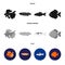 Discus, gold, carp, koi, scleropages, fotmosus.Fish set collection icons in black, flat, monochrome style vector symbol