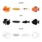 Discus, gold, carp, koi, scleropages, fotmosus.Fish set collection icons in cartoon,black,outline style vector symbol