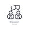 discussion outline icon. isolated line vector illustration from startup collection. editable thin stroke discussion icon on white