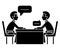 Discussion two partners - interview - questioning - examination icon