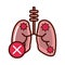 Disease pneumonia lungs prevent spread of covid-19 line and file icon