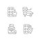 Disease treatment linear icons set