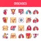 Diseases color line icons set. Isolated vector element.