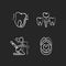 Diseases of the oral cavity chalk white icons set on black background