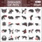 Diseases of pets solid icon set, Veterinary symbols collection or sketches. Sick animals glyph style signs for web and