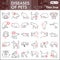 Diseases of pets thin line icon set, Veterinary symbols collection or sketches. Sick animals linear style signs for web