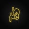 Diseases, stomach, heartburn yellow neon icon. Yellow neon vector icon. Transparent background