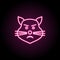 Disgruntled cat neon icon. Simple thin line, outline vector of emoji icons for ui and ux, website or mobile application