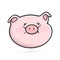 Disgruntled emoticon icon. Emoji pig.