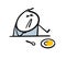 Disgruntled stickman child winced in disgust and pushed the plate of food away from him. Vector illustration of a