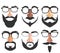 Disguise mask, glasses, nose, eyebrows, mustache and beard. Vector illustrations