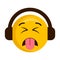 Disgusted emoji with headphones icon