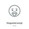 Disgusted emoji outline vector icon. Thin line black disgusted emoji icon, flat vector simple element illustration from editable