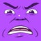 Disgusted face isolated in purple color