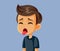 Disgusted Little Boy Sticking Tongue Out Vector Cartoon
