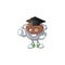 Dish baked beans with cartoon graduation hat mascot