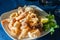 Dish of crispy fried squid and shrimps in Italy