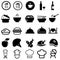 Dish and menu vector icon set. kitchen illustration symbol collection. cooking sign. restaurant logo.