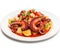 The dish of Pulpo is on a white background.