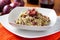 Dish of risotto with asparagus and bresaola