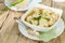 Dish of savory pork tortellini in broth pelmeni russian