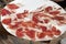 Dish of sliced iberian ham