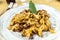 Dish with tagliatelle with wild boar meat sauce