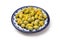 Dish with traditional Moroccan olives and lemon