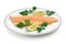 Dish with trout fillet