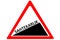Dishonesty Turkish sahtekarlik increasing warning road sign Red and White Triangle isolated on a white background