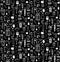 Dishware Doodles White on Black Sketchy Seamless Pattern Background