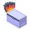 Dishwasher fire broken icon isometric vector. Kitchen appliance