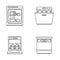 Dishwasher machine kitchen icons set outline style