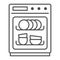 Dishwasher thin line icon, Kitchen equipment concept, Dish washer machine sign on white background, Dishwasher icon in