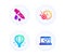 Dishwasher timer, Chemistry pipette and Air balloon icons set. Seo laptop sign. Vector