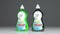 Dishwashing liquid plastic bottles. 3d illustration