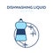Dishwashing liquid vector icon. Vector illustration of a bottle of cleaning agent and crystal clean plate. Dish washing