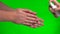 Disinfectant Antibacterial Agent is Applied to Male Hands on a Green Background