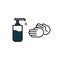 Disinfectant dispenser with hands. The sanitizer icon. Hand antiseptic on white background in flat style